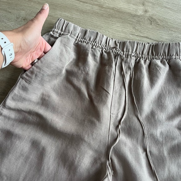 H&M Women’s Wide-Leg Linen Blend Pants Tan SZ S NWT - Picture 2 of 7